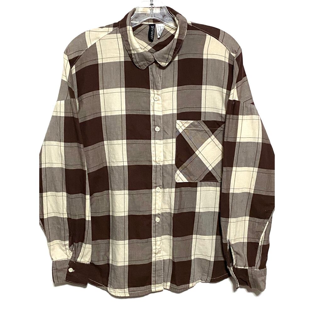 Divided H&M Flannel Check Button Down Shirt Men XL Lumberjack Grunge Skater Y2K